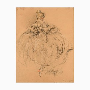 Louis Icart, Dancing Woman, 1920er, Buntstift auf Papier, gerahmt