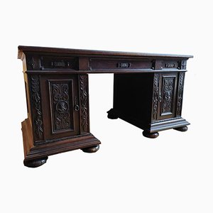 Gruenderzeit Wooden Desk & Chair, Set of 2