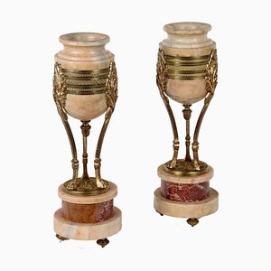 Vases en Marbre et Bronze Doré, Set de 2