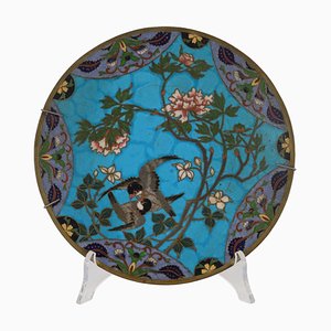 Plato de cloisonné y cobre, Japón, siglo XIX-XX