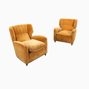 Armchairs in Velvet, Set of 2