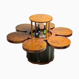 Burl Walnut and Leather Dry Bar Table from Formitalia