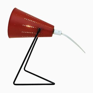 Vintage Swedish Red Metal Table Lamp by Svend Aage Holm-Sørensen for Asea, 1950s