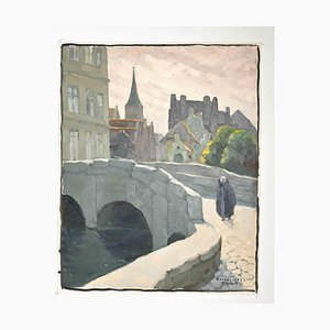 Hubert Mailfait, Bruges After the Rain, Disegno originale, 1935