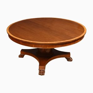 Mahogany Inlaid Extending Pedestal Dining Table