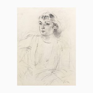 Henri Fehr, Jeune Femme Assise, 1930, Bleistift auf Papier