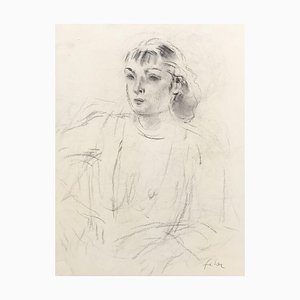 Henri Fehr, Jeune femme assise, 1930, Matita su carta