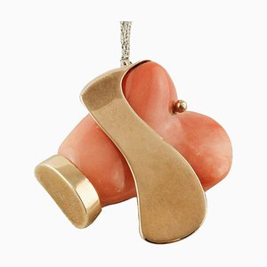Orange-Rote Koralle & Roségold Hunde-Halskette