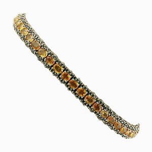 Gold, Diamond & Sapphire Tennis Bracelet