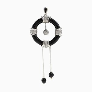 Pendentif en Or 18 Carats, Diamant et Onyx