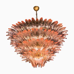 Lámpara de araña Palmette de cristal de Murano rosa