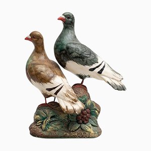 Traditional 2 Dove Figure in Plaster, 1950