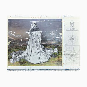 Christo et Jeanne-Claude, Fontaine Enveloppée, 2009, Lithographie