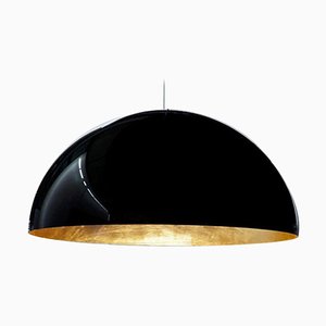Black Outside and Gold Inside Sonora Suspension Lamp by Vico Magistretti for Oluce