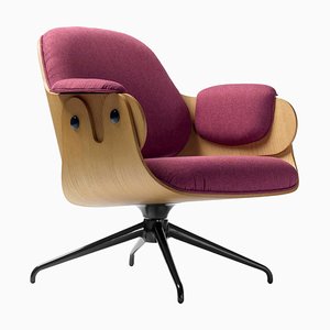 Fuchsia Upholstery Oak Low Lounger Armchair by Jaime Hayon