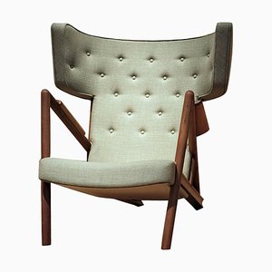 Wood and Fabric Grasshopper Armchair by Finn Juhl for Design M