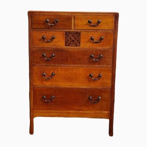Tall Mid-Century Modern Oak Chest of 6 Drawers or Tallboy Cabinet