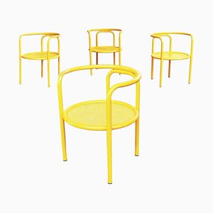 Gelbe italienische Mid-Century Locus Solus Stühle von Gae Aulenti für Poltronova, 1960er, 4er Set
