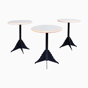 Mid-Century Italian Round Coffee Tables in Laminate Metal, 1980, Set of 3