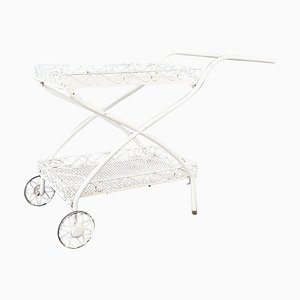 Chariot de Jardin Mid-Century en Fer Blanc avec Boucles Ajourées, Italie, 1960s