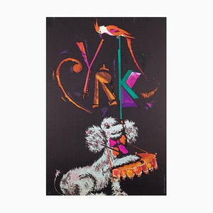 Polish Cyrk Drumming Poodle and Parrot Circus Poster by Baczewska, 1965