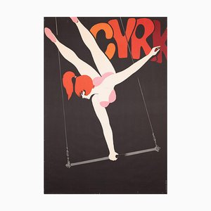 Poster del circo Cyrk Trapeze di Hilscher, Polonia, 1967