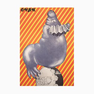 Polish Cyrk Walrus Playing Accordion Circus Poster from Zukowska, 1975