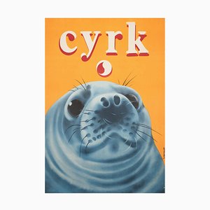 Affiche de Cirque Seal Face de Czerniawski, Pologne, 1974