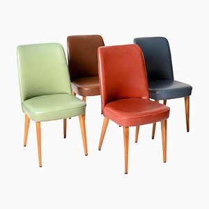 Colored Leather Chairs from Anonima Castelli, 1950s, Italy, Set of 4