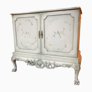 Chippendale Style Hand Painted Mahogany Side Cabinet
