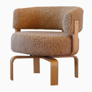 Swedish Modern Lambswool Swivel Fridene Armchair by Carina Bengs for Ikea