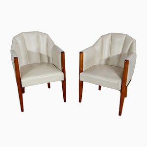 Art Deco Armchairs in Solid Sycamore, 1940, Set of 2