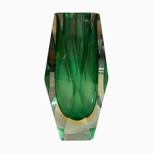 Vase Mid-Century en Verre de Murano Vert par Seguso, 1970s