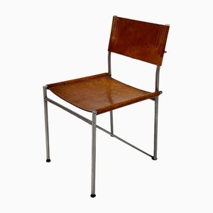 Bauhaus Beistellstuhl aus Stahlrohr & cognacfarbenem Leder, 1960er