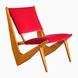 Fauteuil en Chêne et Velours par Bertil Behrman pour Engen Möbelfabriker, Suède, 1956