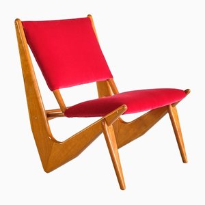 Swedish Oak and Velvet Lounge Chair by Bertil Behrman for Engen Möbelfabriker, 1956