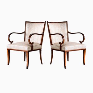 Set of Swedish Birch and Satinwood Armchairs by Carl Malmsten for Bodafors, 1930s