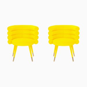 Chaise Marshmallow Jaune par Royal Stranger, Set de 2