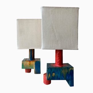 Cubist Ceramic Table Lamps, Set of 2