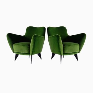 Fauteuils Perla en Velours Loro Piana Vert par Giulia Veronesi pour ISA Bergamo, Italie, 1950s, Set de 2