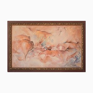 Jose Luis Serrano, Pintura rupestre, siglo XX, óleo sobre lienzo, enmarcado