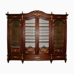 Large Empire Bookcase in Solid Mahogany, Late 19th Century