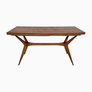 Mid-Century Modern Sculpted X Base Dining Table or Folding Console Table in the Style of Ico Parisi