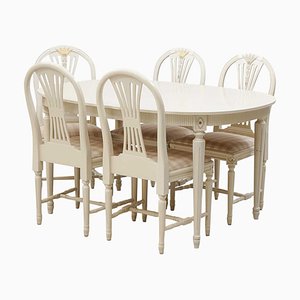 Gustavian Dining Table & Chairs, Set of 5
