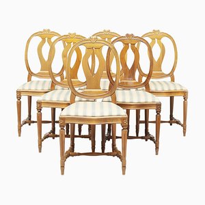 Gustavian Single Rosebud Chairs, Set of 6