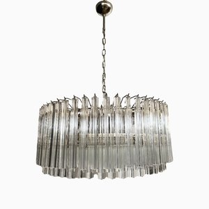 Large Murano Glass Triedri Chandelier with 265 Transparent Prisms