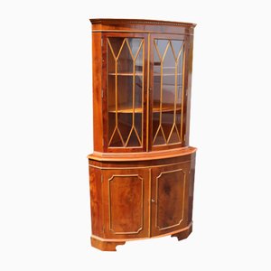 Yew Wood Corner Cupboard on Stand With Keys, 1960s