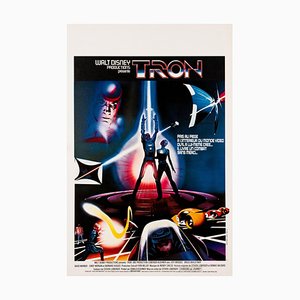 Póster de película original vintage de Tron, francés, 1982