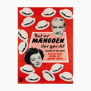 Cheaper by the Dozen Original Vintage Movie Poster, Danish, 1951