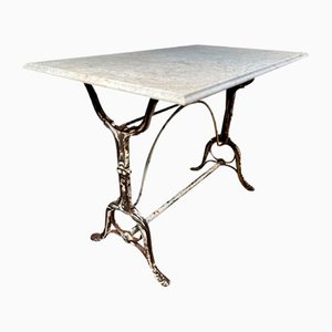 Antique French Marble & Wrought Iron Patisserie Table in Style of Arras, 1840s